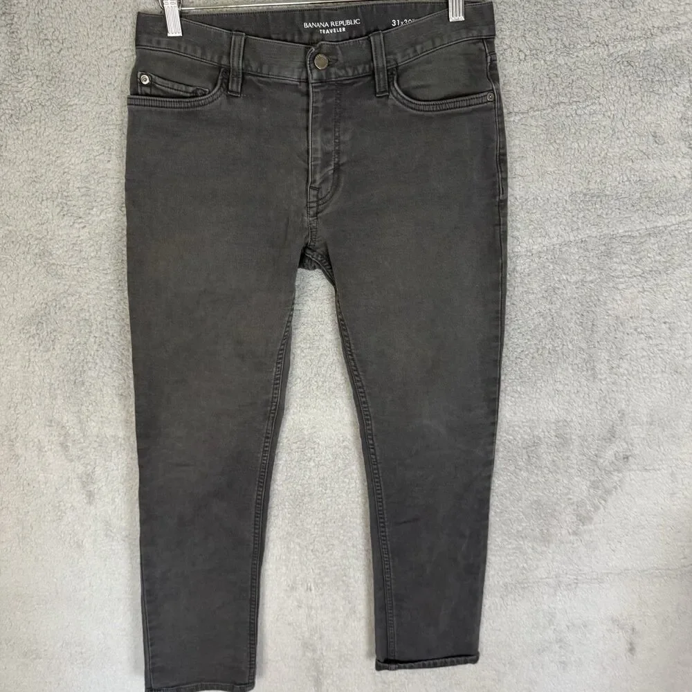 S Banana Republic Pants Mens 31x27 Grey Slim Fit Traveler‎ Chino Tapered Leg